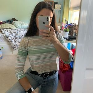 Vintage striped, long sleeved, cropped shirt